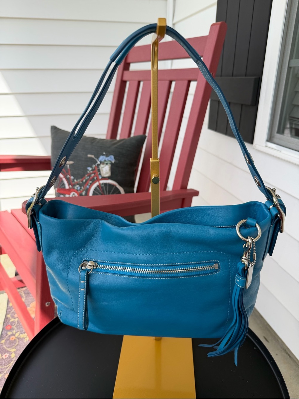 Vintage 2005 Coach East West Legacy Tassel Shoulder  #1417 - Teal Blue NWOT